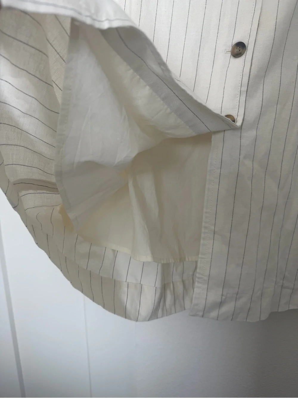 H&M Cream Midi Skirt with Black Pinstripes